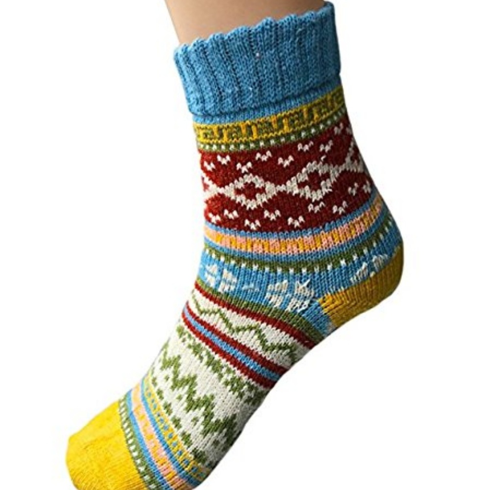 5 Pairs a set Womens Winter Knit Crew Socks - Picture 4 of 8